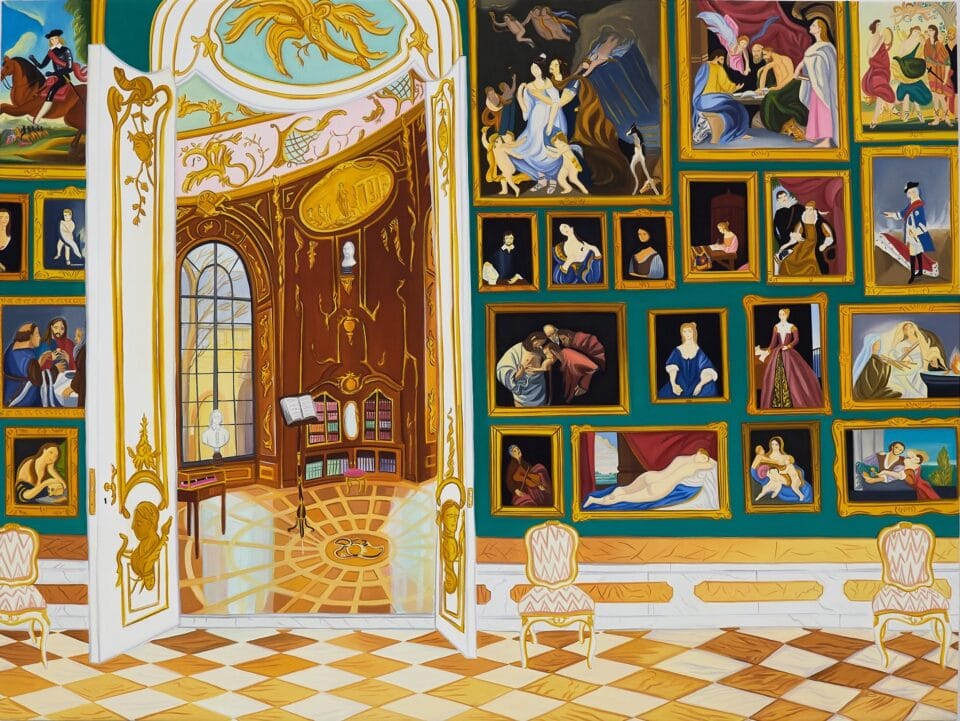 "Παλάτι Sanssouci, Βιβλιοθήκη και Πινακοθήκη" (2024), λάδι και ακρυλικό σε πάνελ, 46 x 61 εκ.