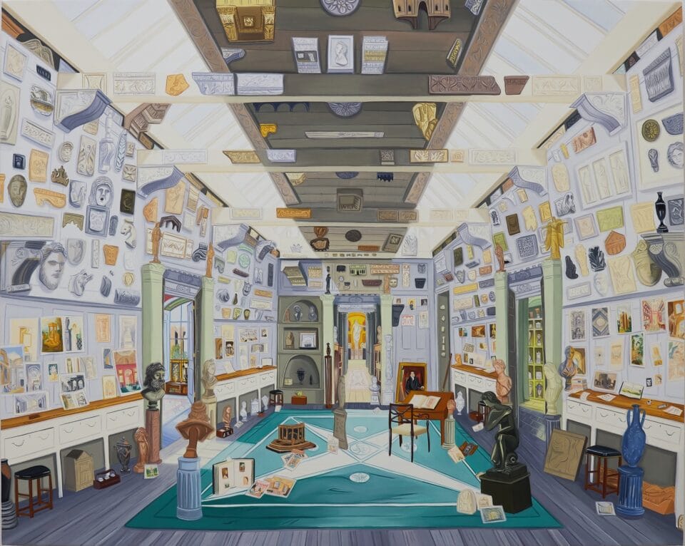 "Mουσείο Sir John Soane, Γραφείο Σχεδίασης" (2024), λάδι και ακρυλικό σε πάνελ, 61 x 76 εκ.